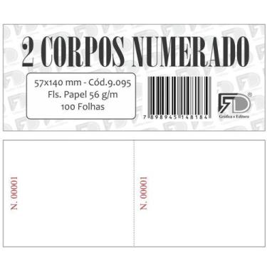 Imagem de Bloco 2 Corpos Numerado 100 Folhas Com 5 9095 - Fd Grafica