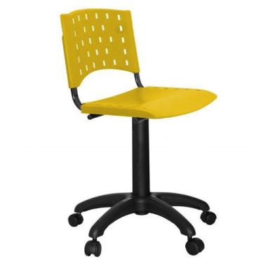 Imagem de Cadeira Giratória Fixa Plástica Amarela - ULTRA Móveis - Ultra Móveis 