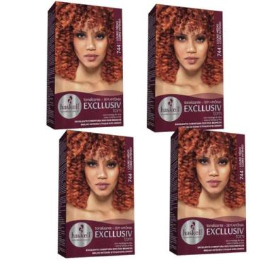 Imagem de Kit 4 TONALIZANTE HASKELL 744 LOURO MEDIO COBRE INTENSO