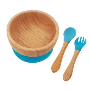 Imagem de Jogo para Refeição Infantil Mimo BM23191 Bambu Azul com Ventosa - Mimo