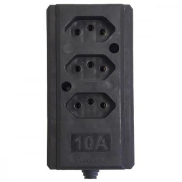 Imagem de Tomada Barra Interneed   Tripla 10A 2 Polos +Terra Preta  66170, Preto
