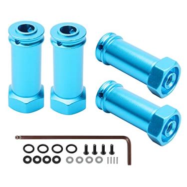 Imagem de Rchobbytop Pacote com 4 adaptadores hexagonais de cubo de roda de alumínio de 12 mm, peças de atualização de deslocamento de extensão de 30 mm para Traxxas Slash 4x4 HQ 727 1/10 RC caminhão de curta duração, azul