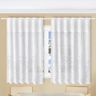 Imagem de Cortina de Renda de Cozinha Tulipas 2m x 1,5m + 40cm Bandô Beija Flor 