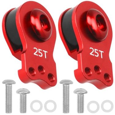 Imagem de 2Pcs Vgoohobby Aluminum RC 25T Servo Saver Adjustable Hi-Torque Servo Saver Compatible with Futaba Tamiya Servos 1/10 Traxxas TRX4 TRX6 SCX10 Capra RC Car (Red)