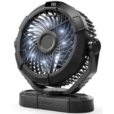 Imagem de Gaiatop Ventilador de acampamento portátil com lanterna LED, ventilador de barraca recarregável de 4000 mAh de 17 cm, rotação de cabeça de 360°, ventilador de mesa USB de 3 velocidades e silencioso