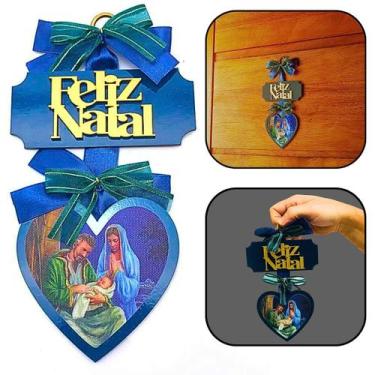 Imagem de Escapulário De Porta Adorno Natal Coração Azul - FORNECEDOR 1