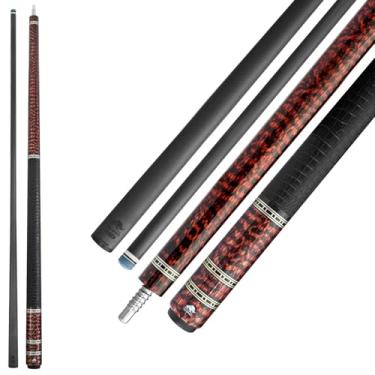 Imagem de RHINO Taça de piscina RETRO - madeira de cobra - envoltório de couro de microfibra em relevo de crocodilo - junta 3/8-8 - - diâmetro da ponta de 12,5 mm, eixo 100% fibra de carbono e extremidade