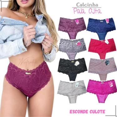 Imagem de Kit 02 Calcinha Cinta Feminina Cós Alto Reforçada Com Renda - Ninfrodi
