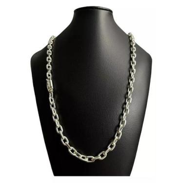 Imagem de Cordão cadeado 8mm - banhado a prata 925 - ToJoia18k, 60cm, 70cm