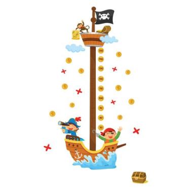 Imagem de Adesivo Infantil Régua de Crescimento Piratas 195cm - Quartinhos