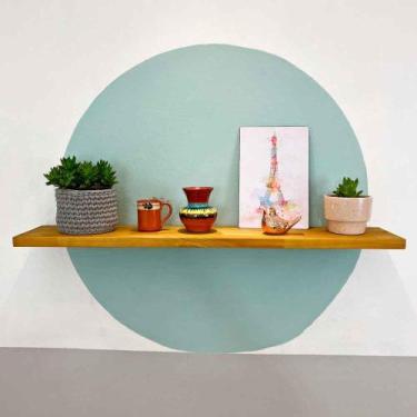 Imagem de Prateleira de Parede de Ferro e Madeira Industrial Suspensa 100cm Noze