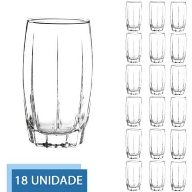 Imagem de Conjunto 18 Copo Vidro Transparente 374ML Amadeus Long Drink - CRISTAR
