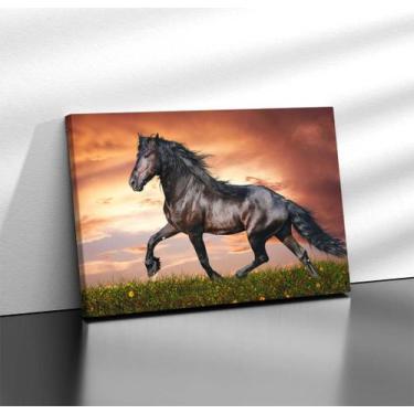 Imagem de Quadro Tecido Canvas Cavalo Mangalarga Por do Sol Céu 02 - LindaCasaPr
