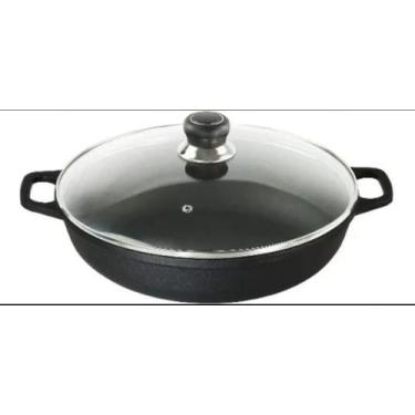 Imagem de Frigideira Paella De Ferro 36cm Com Tampa De Vidro Postagem Rápida  - 