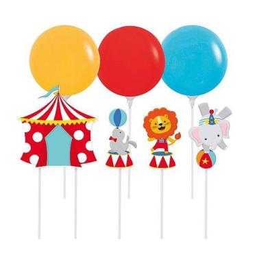 Imagem de Kit Topo de Bolo com Balão - Festa Circo 2 - 01 unidade - Cromus - Riz