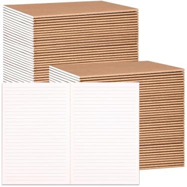Imagem de LABUK Pacote com 100 cadernos Kraft, tamanho A5, 21 x 13 cm, cadernos pautados universitários (30 folhas/60 páginas)