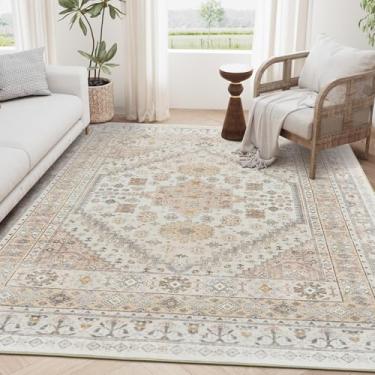 Imagem de Tapete de 1,5 x 2,3 m zesthome Ultrafino lavável, resistente a manchas, antiderrapante para sala de estar, quarto, vintage, para decoração de casa
