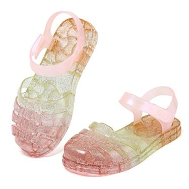 Imagem de Anproity Jelly Sandálias femininas sola macia fantasia princesa vestido de verão sandálias fechadas confortáveis para crianças pequenas crianças grandes, Laranja, amarelo, 21