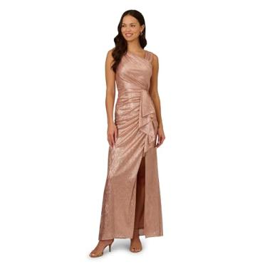 Imagem de Adrianna Papell Vestido longo feminino metálico, Ouro rosa, 52