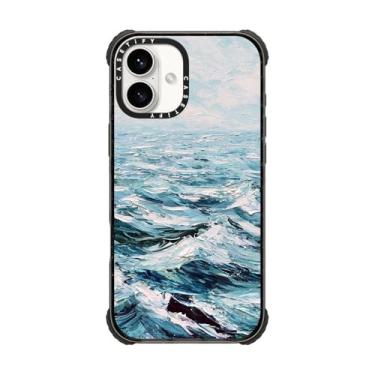Imagem de CASETiFY Capa Ultra Impact para iPhone 16 Plus [Forte Fina/3,5 m 5X Militray Grade Proteção contra Quedas/Compatível com Magsafe] - Mar Azul Profundo - Preto Transparente