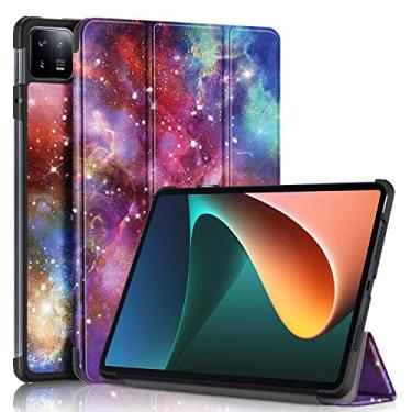 Imagem de Yiernuo Capa para tablet Xiaomi Mi Pad 6/Mi Pad 6 Pro de 11 polegadas 2023, capa fina e leve com três dobras para PC com função despertar/hibernar automática, Galaxy