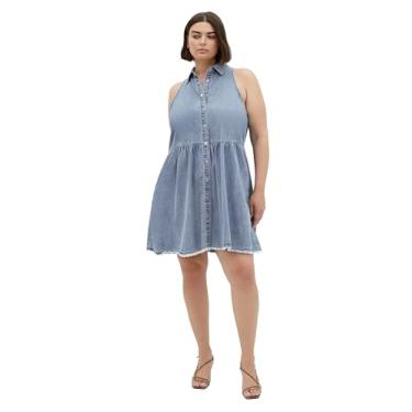 Imagem de City Chic Vestido feminino plus size - Dulce sem mangas, Jeans claro, 48