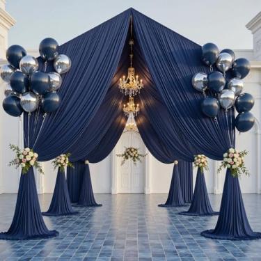 Imagem de PartyVillage Cortina de teto azul marinho de 3 m x 6 m para festas de casamento – 2 painéis sem rugas para barraca longa de 6 metros para casamento, aniversário e festas temáticas, 6 m de altura com