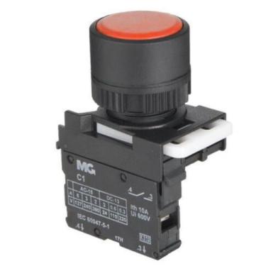 Imagem de Botão Pulsador Vermelho Faceado Bloco De Contato 1na - MarGirius