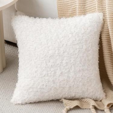 Imagem de Capa de almofada de renda com franja para sofá 45,7 x 45,7 cm, romântico, moderno, art déco, glamour, vintage, fronha decorativa de princesa para cama, sala de estar, casamento, quadrado, meninas, 1