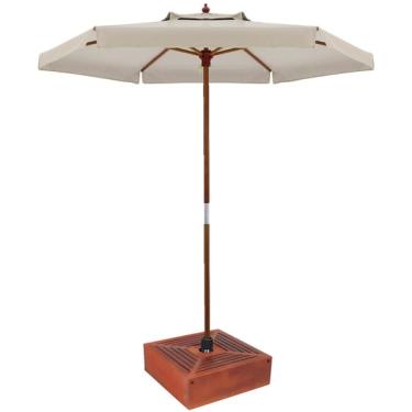 Imagem de Kit Ombrelone Madeira 2,4m Xangri-lá Bagum Bege Com Base Reve