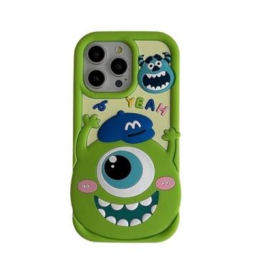 Imagem de Capa de silicone macio para Apple iPhone16 Monsters University Inc James P. Sullivan Wazowski Pixar Anime 3D Cartoon Cool Fun Cute Lovely Kids Girls Boys (Green Mike, para iPhone 16 Pro Max)