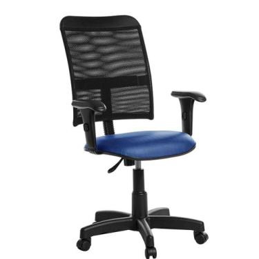 Imagem de Cadeira De Escritório Giratória Tela Com Braço Rv:Azul - Goldflex