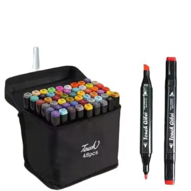 Imagem de Caneta Marcador Para Colorir Desenho Profissional Cores Conjunto De Canetinhas Pontas Duplas Codificados por Cores Vivas para Desenho (48)
