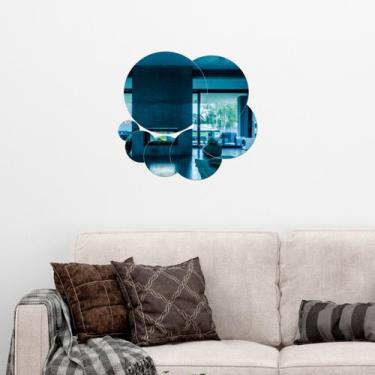Imagem de Espelho Decorativo Círculos Azul - Inove Papéis de Parede