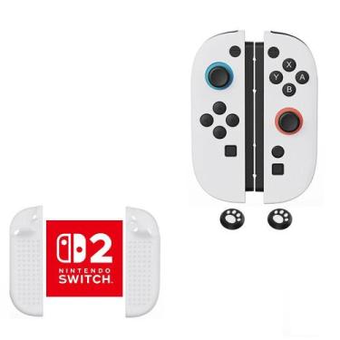 Imagem de Capa branca case joycon 2 antiderrapante nintendo switch 2 silicone pr