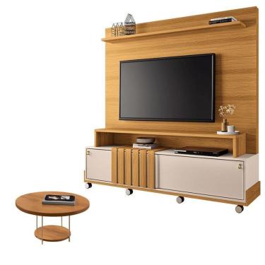 Imagem de Estante Home Theater Bold Off White Cinamomo E Mesa De Centro Sky Cinamomo – Hb Móveis