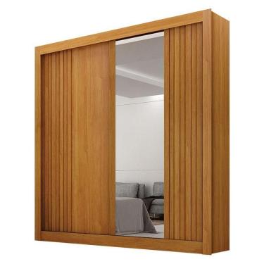 Imagem de Guarda Roupa Solteiro 2 Portas Milano Com Espelho Cinamomo – Leifer Móveis