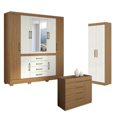 Imagem de Guarda Roupa Casal Nápole 2045149 E Armário Multiuso 2000191 Atacama Off White E Cômoda Sevilha Atacama - Aramóveis