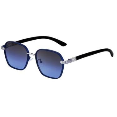 Imagem de Óculos de sol retrô adequados para homens e mulheres, com design de hastes com imitação de madeira, proteção UV400 simples para ambientes externos. (C4)