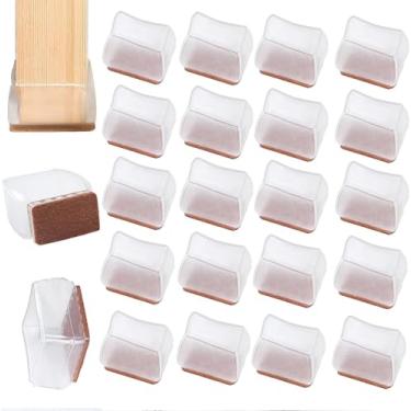 Imagem de 24 Pcs Protetores De Piso De Perna De Cadeira Capas De Perna De Cadeira De Silicone Para Proteger Pisos De Madeira De Arranhões Ruído Móveis Copos Tampas De Per, Transparent, Rectangular L