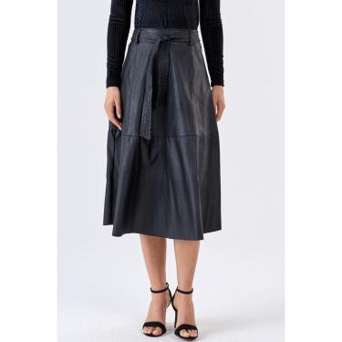 Imagem de Saia Midi Evase PKS Preta-Feminino