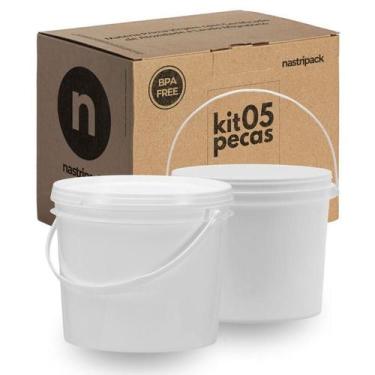 Imagem de Balde Para Gelo Cubo De 1.8L Branco Lacre 5 Pçs - Nastripack