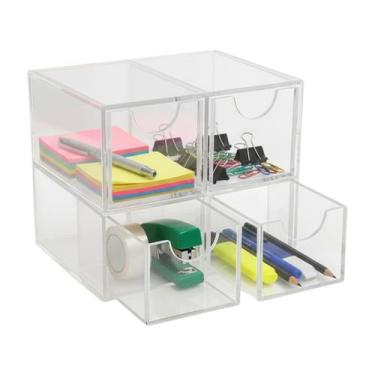 Imagem de Caixa Objetos Porta Treco Presilha Pulseira Bijuteria Anel Acrílico Ga