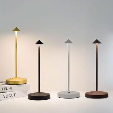 Imagem de Luminária Abajur de Mesa Moderna Minimalista Sem Fio Recarregável USB com Variação de Led e Dimmer, 30cm (Cinza)