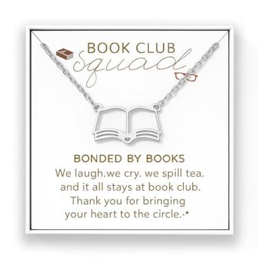 Imagem de JINYRSOC Presentes do clube do livro, colar de livro, presente significativo para amigos do clube do livro, mulheres, leitoras, presentes do clube do livro, o que acontece no clube do livro, estadias