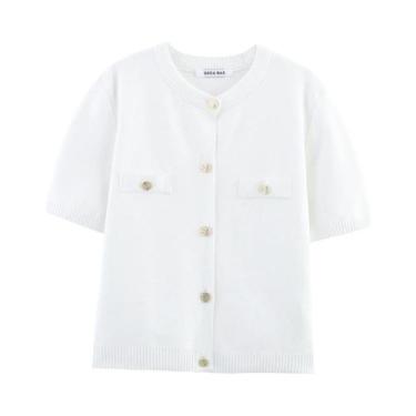 Imagem de Cardigan De Malha Feminino De Manga Curta Estilo Simples Para Primaver