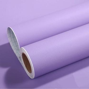Imagem de Papel de parede roxo de 44,5 cm x 299,7 cm Papel de parede removível autoadesivo moderno roxo para armários quarto banheiro vinil envoltório fosco texturizado impermeável papel de parede DIY