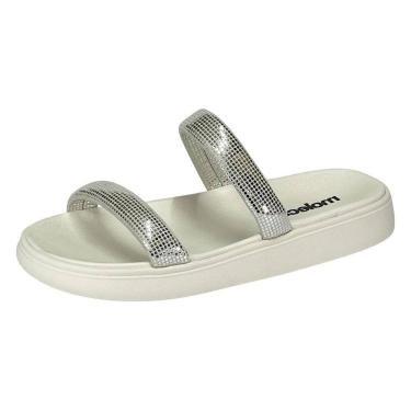 Imagem de Chinelo Feminino Flatform Papete Brilho Conforto Moleca