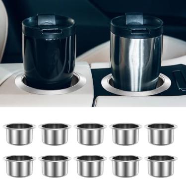 Imagem de 10 peças de suporte de copo de mesa de jogo, suporte de copo pequeno de aço inoxidável, porta-copos de mesa de pôquer para sofá, barcos, banco, mesa de trabalho, carros e caminhões (estilo 2)