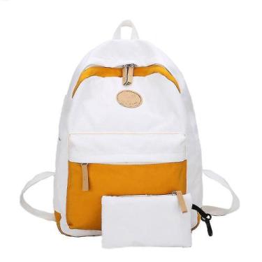 Imagem de Mochilas mochila feminina de lona para escola secundária amarela - HUO